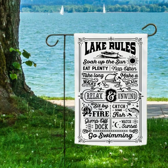 Yard Flag-Rules for Firepit Lake Camping, Campfire Patio Fishing NWT -Choose 1 - Picture 4 of 7